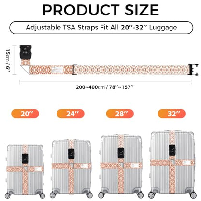 Veki Cross Luggage Straps, TSA Approved with Lock, Brown Diamond, 1pc - color: Cross Brown Diamond