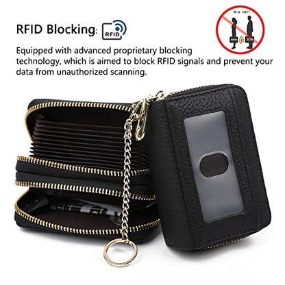 imeetu RFID Credit Card Holder, Small Card Wallet Women, Leather Card Case - color: Max - Black, size: Max