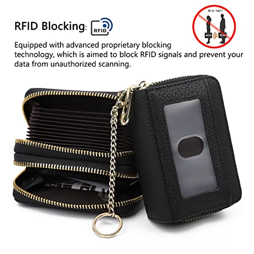 imeetu RFID Credit Card Holder, Small Card Wallet Women, Leather Card Case - color: Max - Black, size: Max