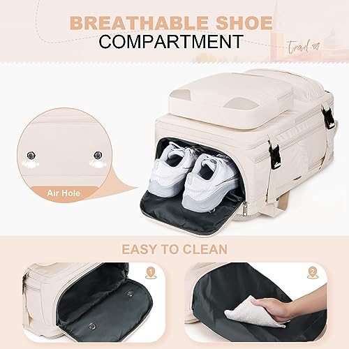 Maelstrom Travel Backpack for Men Women, 15.6" Laptop with Shoe Compartment - color: Beige, size: 15.6 inch with shoe compartment