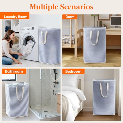 Lifewit 75L Large Collapsible Laundry Basket with Extended Handles, Blue - color: Dark Blue, size: 75L