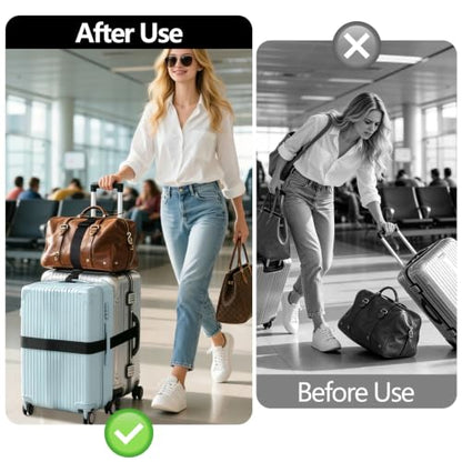 5 Packs Luggage Straps for Suitcases, Connect Up to 4 Suitcases ＆ Add a Bag - color: Black-5