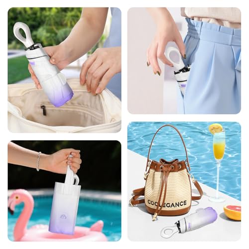 Mini Travel Umbrella Small Umbrella for Travel UV Parasol Compact Foldable - color: 03 Purple