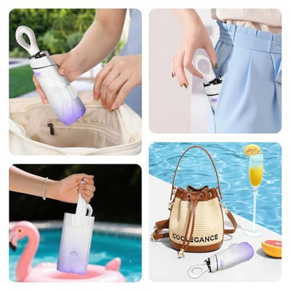 Mini Travel Umbrella Small Umbrella for Travel UV Parasol Compact Foldable - color: 03 Purple