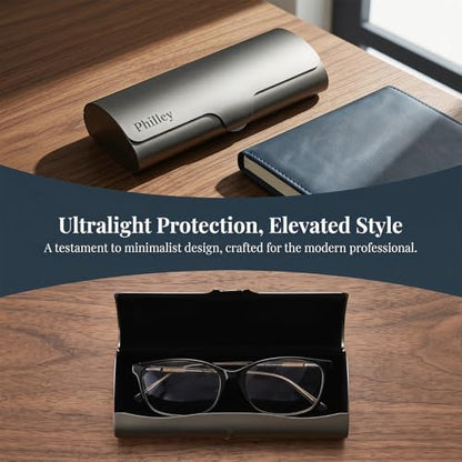 Philley Aluminum Ultra-Light Eyeglasses Slim Reading Glasses Case - color: Gun Grey