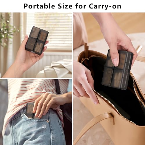 FYY Travel Pill Organizer,7 Compartments Pill Box Medicine Case-Clear Black - color: Clear Black, size: Small (1 Piece)