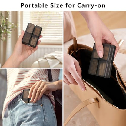 FYY Travel Pill Organizer,7 Compartments Pill Box Medicine Case-Clear Black - color: Clear Black, size: Small (1 Piece)