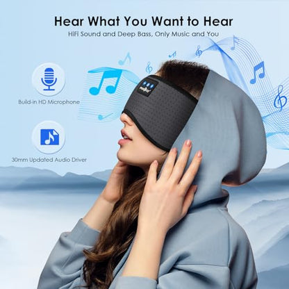 MUSICOZY Sleep Headphones Bluetooth 5.4 Sleep Mask with HD Sound - color: Gray