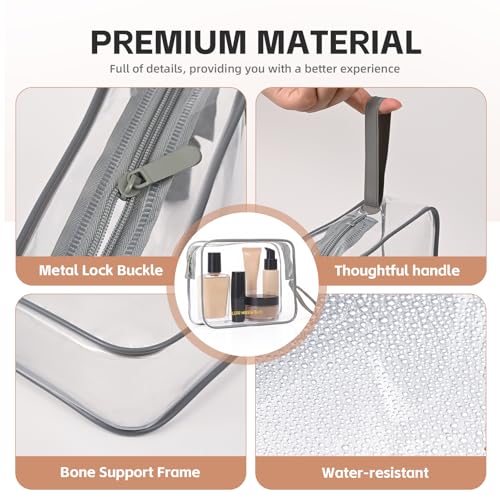 Icramsy Clear Makeup Bag,2 Pack TSA Approved Toiletry Bag for Women & Men - color: Grey