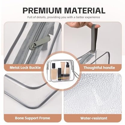 Icramsy Clear Makeup Bag,2 Pack TSA Approved Toiletry Bag for Women & Men - color: Grey