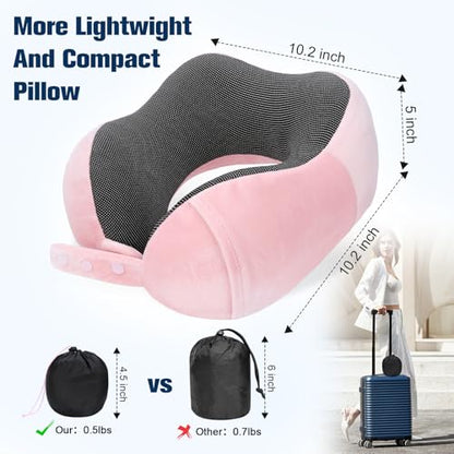 Cirorld Neck Pillow for Traveling, Travel Pillows for Airplanes Pink - color: Pink