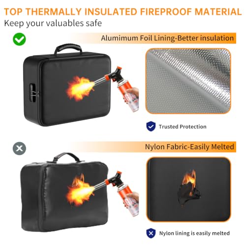 DocSafe 5200°F Fireproof Document Organizer Box with Lock, Heat Insulated - color: Black, size: 15"x11"x4.1"