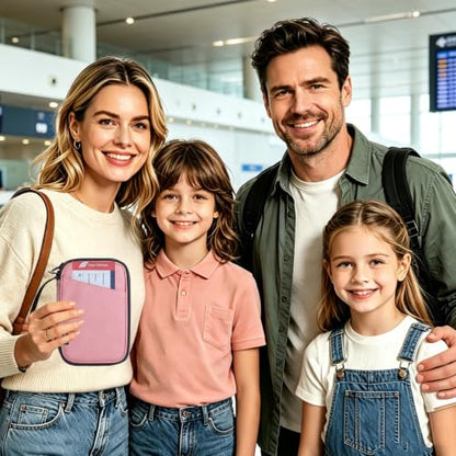 Lagre Family Passport Holder for 4, Pink - color: LAGRE PATTERN PINK