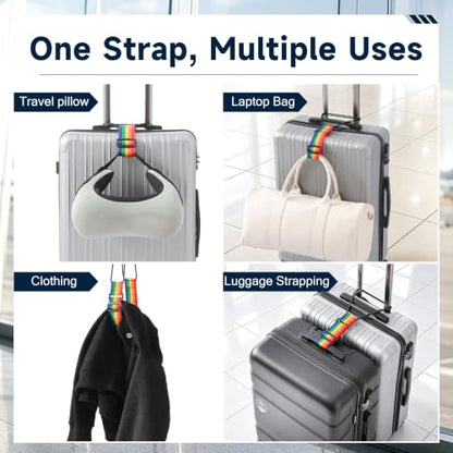 2 Pack Luggage Connector Straps for Suitcases 25 Colors, Adjustable Elastic Travel Bag Strap with Dual Stability Design, Add-a-Bag Hands-Free Luggage Belt, Fits Most Carry-On & Checked Luggage - color: Rainbow