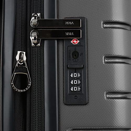 Traveler's Choice Archer Polycarbonate Hardside Spinner Luggage Set, Tie Down Straps, Grey, Checked 29-Inch - color: Grey, size: 1-Piece (Checked 29-Inch)