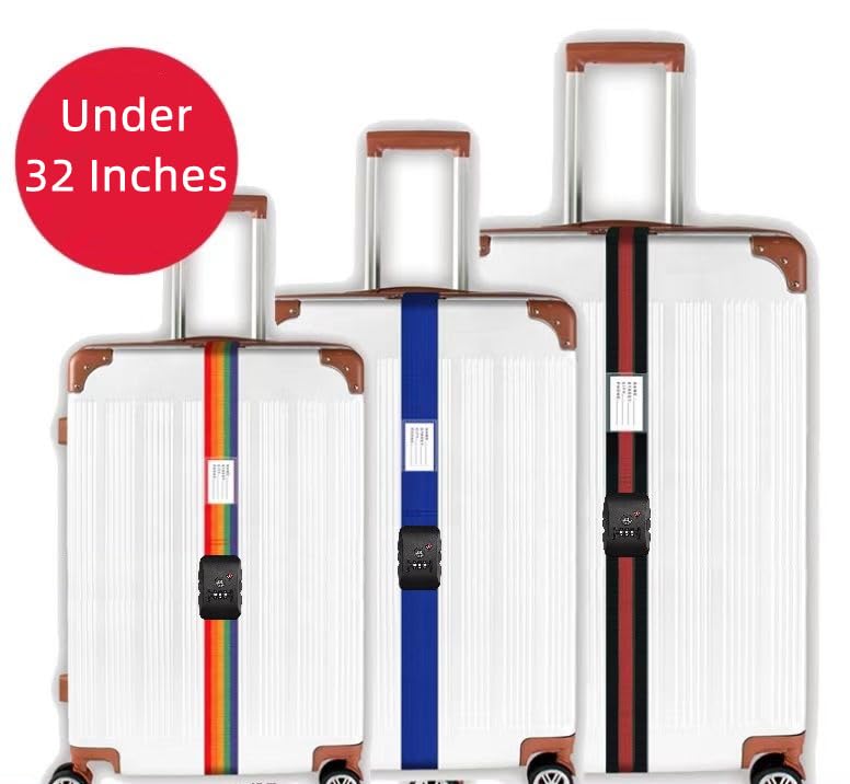 Travel Luggage Strap Adjustable Suitcase Packing Belt with TSA Combination Lock 2 Pack Red&Black 2P - color: Red&Black 2P