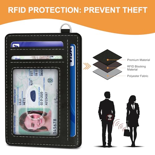 SEAVILIA Small Credit Card Holder for Women, Slim RFID Blocking Wallet - color: Pearl Earring Girl