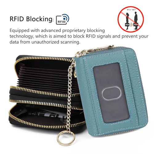 imeetu RFID Credit Card Holder, Small Card Wallet Women, Leather Card Case - color: Max - Peacock Blue, size: Max