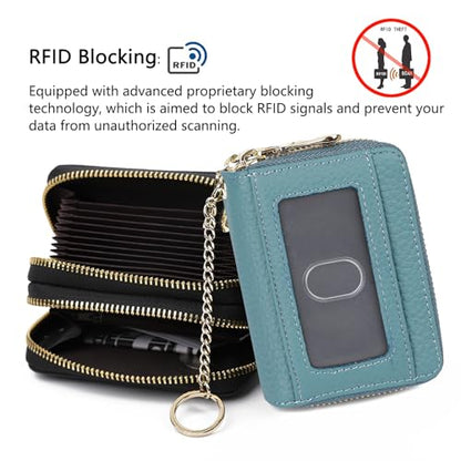 imeetu RFID Credit Card Holder, Small Card Wallet Women, Leather Card Case - color: Max - Peacock Blue, size: Max
