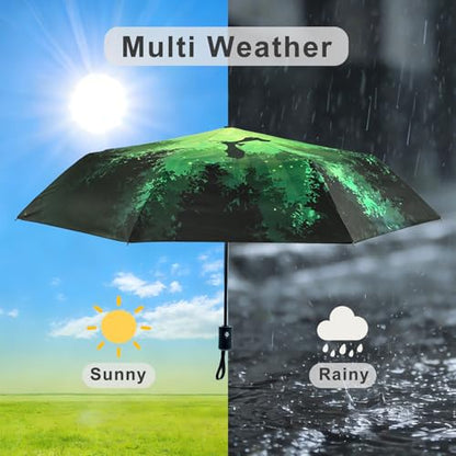 Windproof Travel Umbrella Folding Compact Automatic Umbrellas for Women Men Rain Sun - color: Forest Dragon