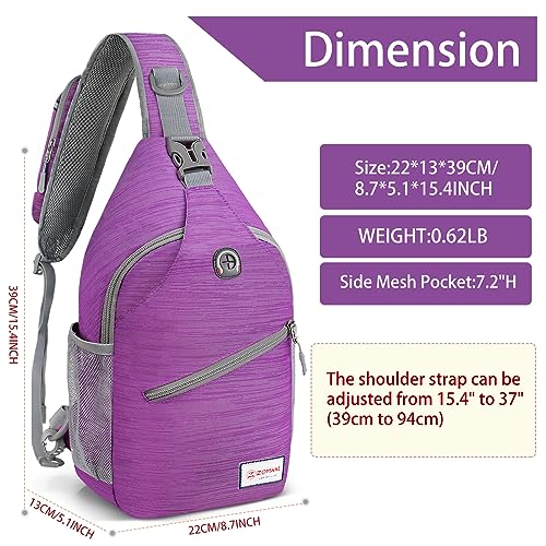 ZOMAKE Sling Bag,Small Crossbody Sling Backpack Shoulder Daypack for Travel - color: Purple B, size: 8L