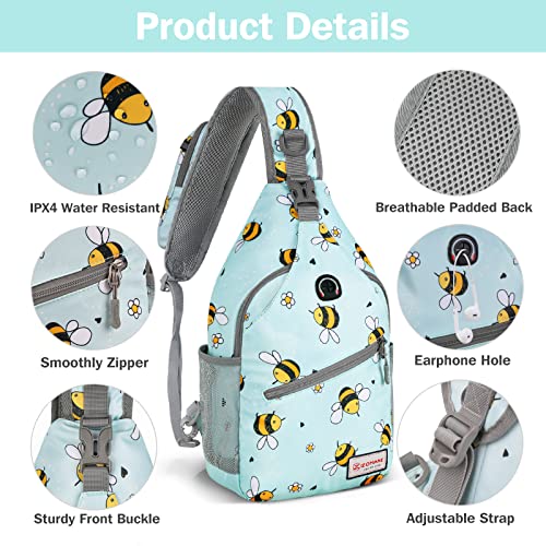 ZOMAKE Sling Bag,Small Crossbody Sling Backpack Shoulder Daypack for Travel - color: Bee Blue, size: 8L