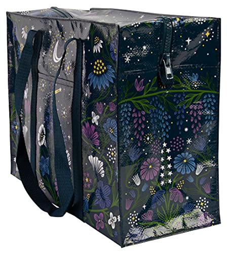 Blue Q Reusable Shoulder Tote Bag - Carry Everywhere Bag with Hefty Zipper - color: Starry Garden