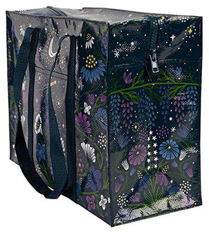 Blue Q Reusable Shoulder Tote Bag - Carry Everywhere Bag with Hefty Zipper - color: Starry Garden, size: 11"h x 15"w x 6.25"d