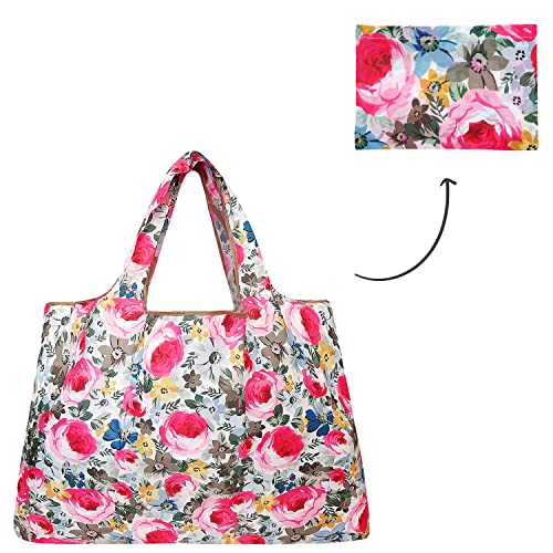 allydrew Large Foldable Tote Nylon Reusable Grocery Bags, Easter Floral - color: Easter Floral
