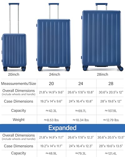 MILADA Large Suitcase with Wheels, 28in Hardside Expandable Luggage, Blue - color: Interstellar Blue, size: Checked Large 28 Inch