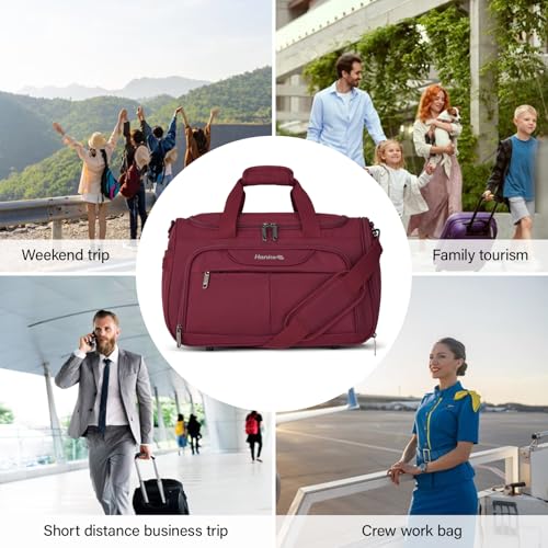 Hanke Small Underseat Carry On Luggage Bags for Travel with 10 Pockets. - color: Burgundy, size: Underseat Carry-On