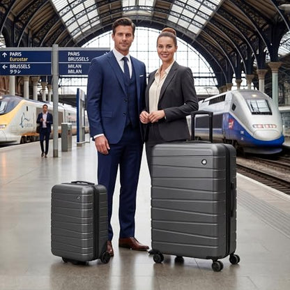 2-Piece Set(16/30in) Hardshell Suitcase w/Wheels,NO LOCK - color: Grey, size: 2-Piece Set (16"/30'')