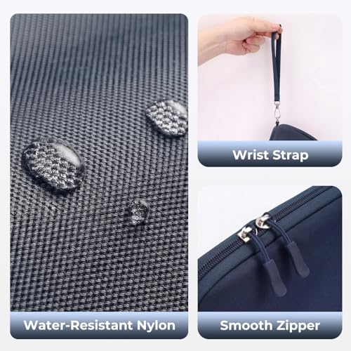 FYY Travel Cable Organizer - 8 Compartments, Lightweight, Water Repellent - color: Navy, size: (S) 8.1"× 4.7"× 2.9"