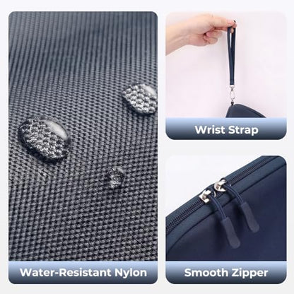 FYY Travel Cable Organizer - 8 Compartments, Lightweight, Water Repellent - color: Navy, size: (S) 8.1"× 4.7"× 2.9"