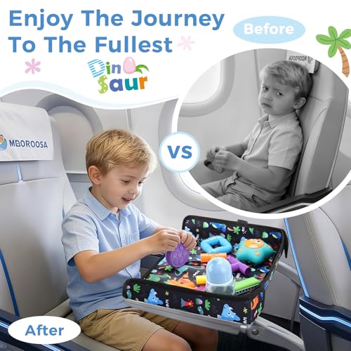 COOLBEBE Airplane Tray Table Cover, Foldable Travel Tray Cover - color: Black Dinosaur