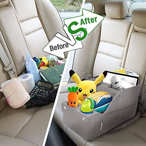 MULISOFT Car Backseat Organizer with 11 Pockets & 2 Cup Holders, Pure Gray - color: Pure Gray