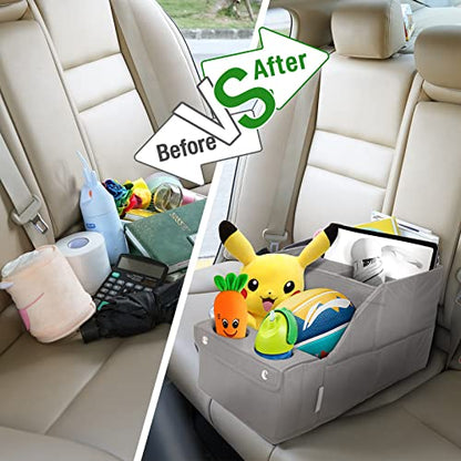 MULISOFT Car Backseat Organizer with 11 Pockets & 2 Cup Holders, Pure Gray - color: Pure Gray