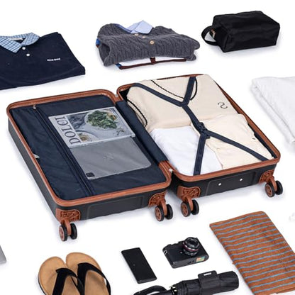 Eeeza Carry on Luggage Sets, Black (20"/DB/TB) - color: Black, size: 3 Piece Sets (20/DB/TB)