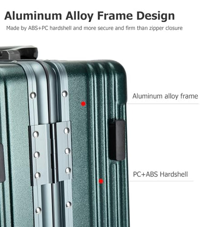 feilario PC Hardside Carry On Luggage, Aluminum Frame, TSA Lock, Cup Holder - color: A5-Forest Green (zipperless closure), size: 20.8"