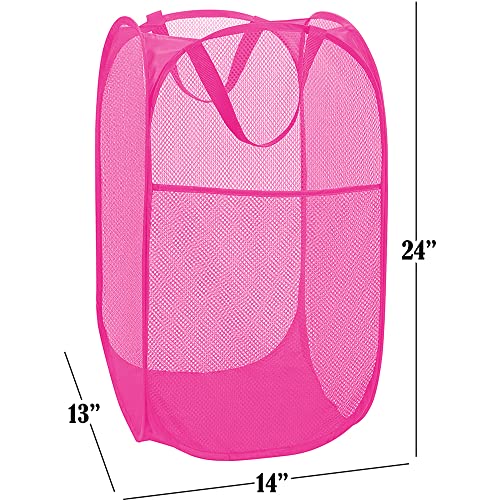Deluxe Strong Mesh Pop up Laundry Hamper Basket with Side Pocket for Laundry Room, Bathroom, Kids Room, College Dorm or Travel Blush - color: Blush
