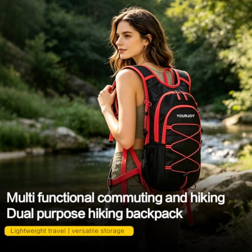 15L Hiking Backpack Small Travel Camping Packable for Men Women，Red - color: Red
