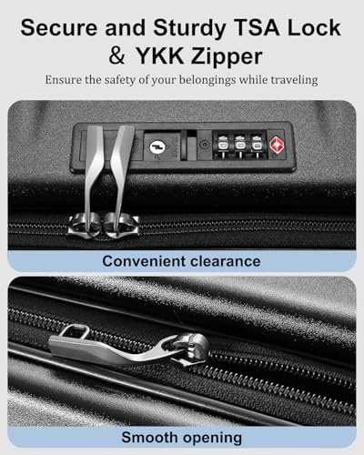 CENSIEN Expandable Checked Luggage, 28 Inch Top Opening Trunk Suitcases - color: Black, size: 28 Inch EXT