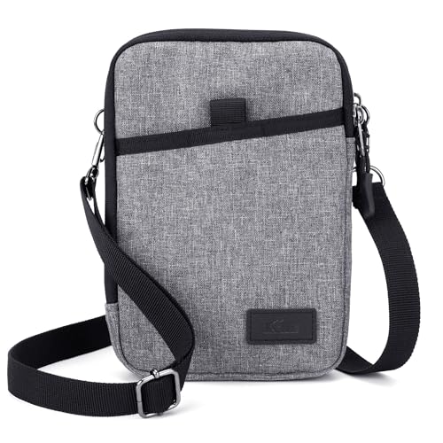 Dual Phone Pouch Neck Phone Holster Bag for 4.5-6.8 Inch iPhone Samsung - color: Double Zipper, Gray