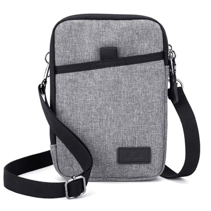 Dual Phone Pouch Neck Phone Holster Bag for 4.5-6.8 Inch iPhone Samsung - color: Double Zipper, Gray