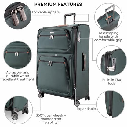 Ricardo Beverly Hills Montecito 3.0 Softside Luggage Collection Expandable Suitcases with Wheels and TSA Lock, 29" Large Check-In (Hunter Green, 29-inch Large Check-in) - color: Hunter Green, size: 29-inch Large Check-in