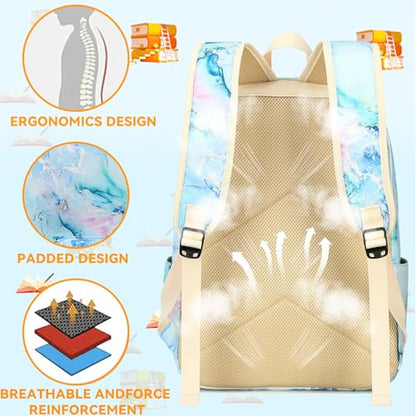 LEDAOU Girls Backpack, Kids School Bookbag, Backpack for Kids and Teens - color: Marble Tie Dye