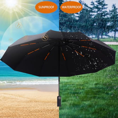 Bluinzi 2 Pack 46 Inch Umbrellas, Double 10-rib, for Rain, Compact Travel - color: (1 pack)black