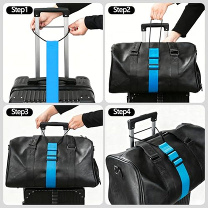 Adjustable Luggage Connector Straps for Suitcases, Add a Bag Elastic Belt - color: Black