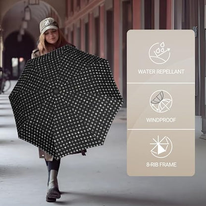 Knirps A.200 Medium Duomatic Windproof Umbrella for Adults – Automatic Open Close 38.5" Canopy, Travel Case Included - color: Pinta Classic
