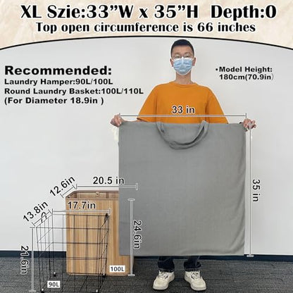 Canvas Laundry Bag 33"Wx 35"H, Extra Large Heavy Duty Hamper Liner, XL Grey - color: Grey, size: XL 33"W x 35"H┃1 Pack